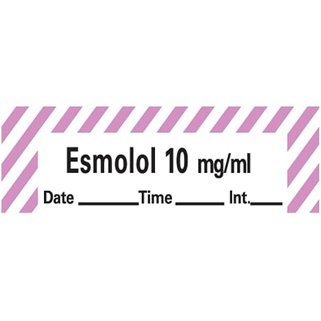 PDC Healthcare ANS-20D10 Anesthesia Tape with Date, Time and Initial, Removable, Esmolol 10 mg/mL, 1 Core, 1/2" x 500", Imprints White with Violet 333 (Pack of 1)