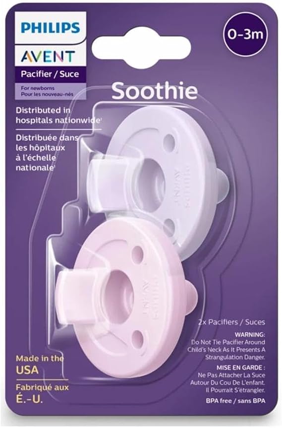 Philips Avent Soothie Pacifier Silicone Pacifier 0-3 Months Pack of 2 Pink & Purple Parallel Import