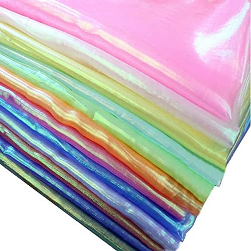Tong Gu 59 x 39 inch Sheer Organza Fabric Voile Glitter Tulle Iridescent Mesh Wedding Costume Curtain DIY White