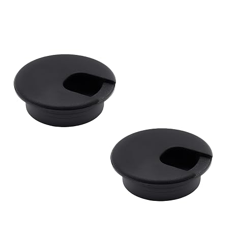 2 Pcs 1-1/2 Inch Desk Cord Grommets, Black Plastic Desk Hole Cover Cable Hole Cover Desk Cable Wire Grommet Computer Table Cord Wire Organizer for Organize Office and Home Table Cable