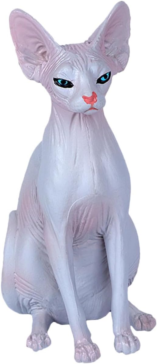Hairless Cat Model Plastic Collectible Figurine for Home Decor | School Season Decor, Desktop Cat Decor, Photo Prop and Landscape Ornament for Boys and Girls