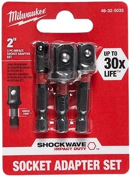 Milwaukee 48-32-5033 Power Drill Bit Extensions Shockwave Socket Adapter Set, 1/4", 1/2", 3/8"
