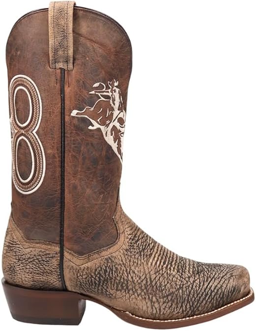 Dan Post Boots Mens Mauney Embroidered Graphic Bison Pull On Square Toe Casual Boots Mid Calf - Brown