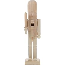Wooden Nutcracker to Paint: 14.9in Christmas DIY Nutcracker Puppet, King Walnut Soldier Unpainted Figurine, Blank Statue for Holiday Educational Adornment