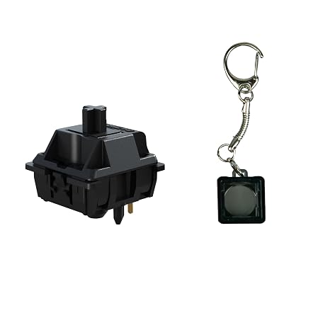 Glacier Gateron Oil King Pre-lubed 5-pin Switches Set for Mechanical Keyboard & Switch Key Chain/Tester with Free Key Caps/Switches Puller Included (Black, 35 PCs)