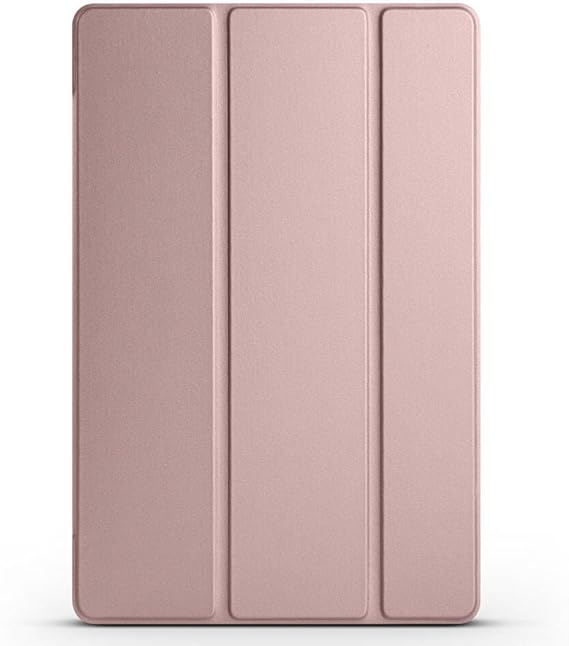 Babilden Samsung Tablet Galaxy Tab A9 X110/Galaxy Tab A11 ile Uyumlu Tablet Kılıfı Smart Cover Uyku Modlu Standlı Arkası Sert Şeffaf Kapak Rosegold