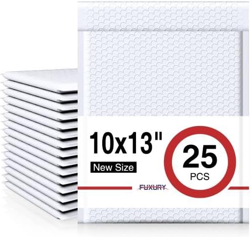 Fuxury Bubble Mailers 10x13 Inch White 25 Pack Padded Envelopes