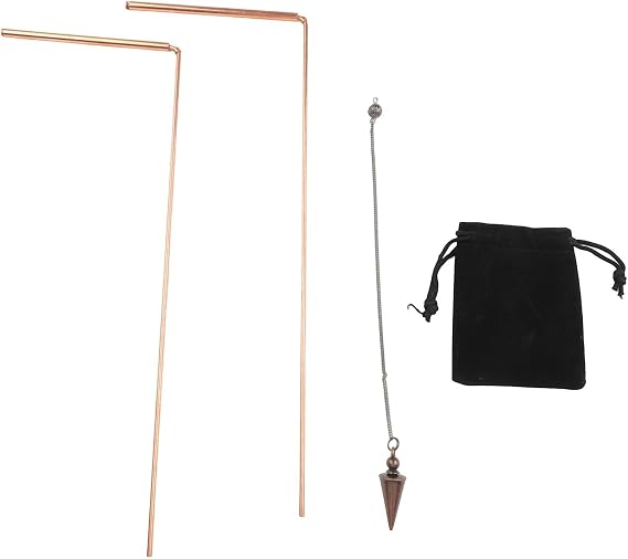 KiraKira Telescopic Copper Dowsing Rods 99.9% Pure Metal Divination Kit with Pendulum Water Source Detection Psychic Exploration UK