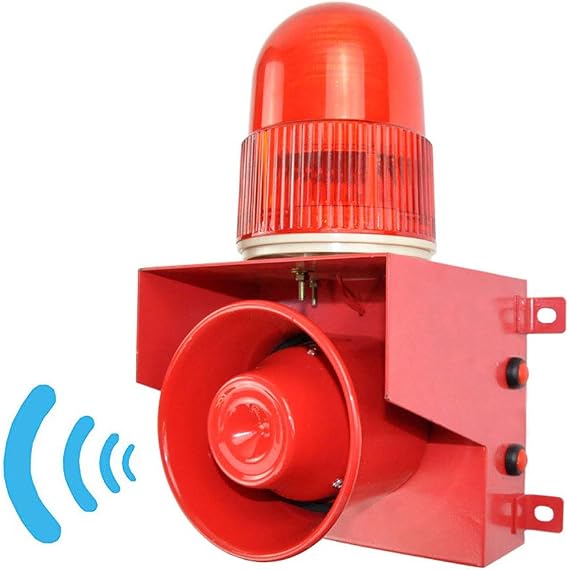 YJINGRUI Industrial Sound and Light Alarm Siren Waterproof/Dustproof Horn Alarm System with Adjustable Voice and Volume 0~120 db (DC 12V)