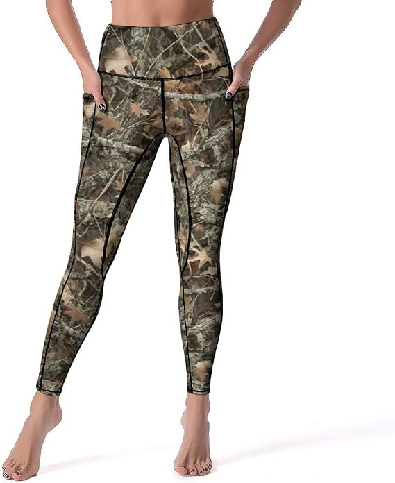 Womens High Waist Leggings Print Slim Fit Pants with Side Pockets, Stretchy & Comfortable Everyday Leggings