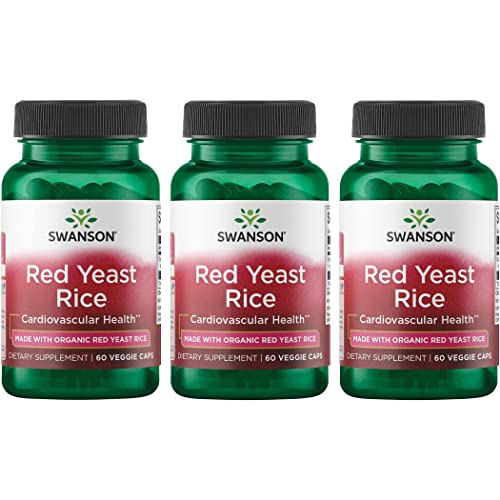 Swanson Made with Organic Traditional Red Yeast Rice 600 Milligrams 60 Veg Capsules 3 Pack