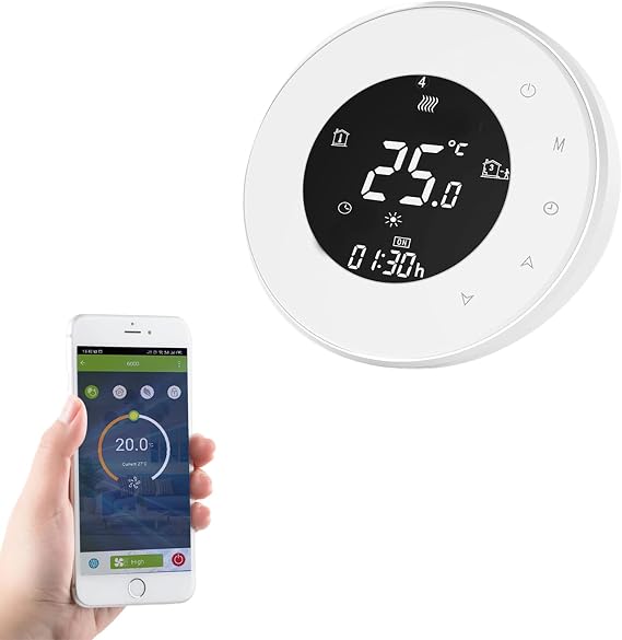 Smart WiFi Thermostat for Electric Floor Heating, 16A 95-240V, Alexa | Programmable, works with Google Home & IFTTT, app/voice control.