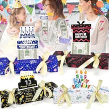XANGNIER 4pcs Birthday Surprise Money Pull Pouch with 2 Digital Stickers,Cash Gift Holder for Birthday Surprise, Fun Money Box for Kids & Adults, Unique Gift Idea & birthday party Decorations