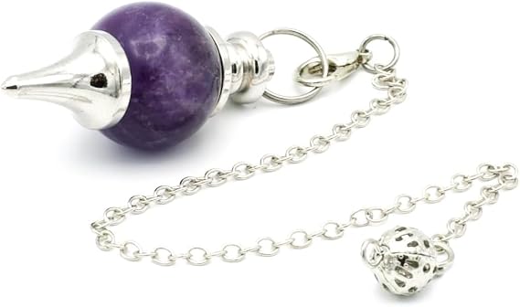 Amethyst Pendulum | Universal Waterdrop Radiesthesia Divinatory Crystal Pendulum with High Vibrational Quality | 4cm Amethyst Dowsing Pendulum | 17cm Chain Included