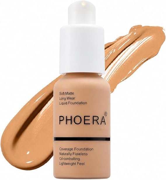 Glamza PHOERA Foundation Concealer Makeup Full Coverage Matte Brighten Long Lasting UK (105 SAND)