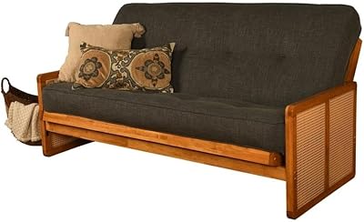 Kodiak Furniture Westport Full-Size Wood Futon Set in Honey wCharcoal Mattress
