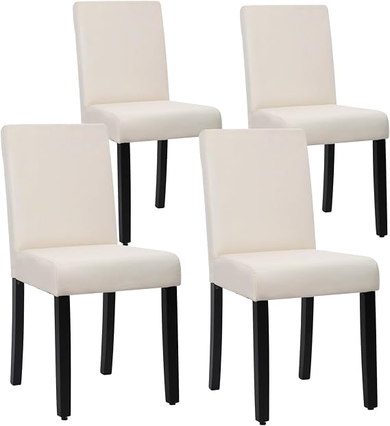 FDW Dining Chairs Set of 4,Dining Room Chairs Elegant Design Modern Fabric Upholstered Dining Chairs,Beige