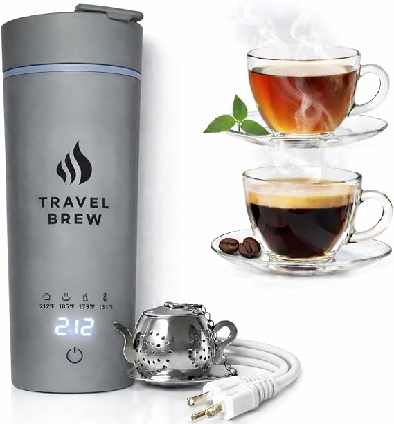 Portable Travel Kettle with Tea Infuser- Mini Electric Kettle with 4 Temperature Settings, with Auto Shut-Off & Boil Dry Protection (Gray)