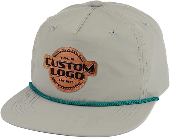 Custom Leather Patch Rope Hat, Laser Engraved for Company brand, Personalized Logo or Text