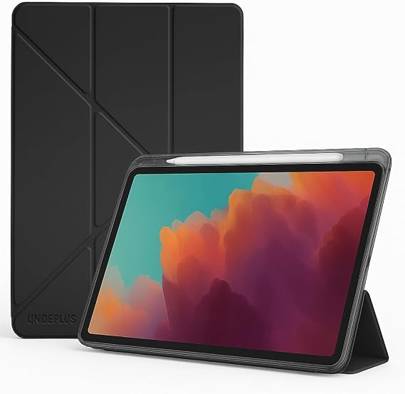 UnDePlus Samsung Galaxy Tab S11 Ultra 14.6inç X930 X936B ile uyumlu Kılıf Kalem Bölmeli Trifolding Case Siyah