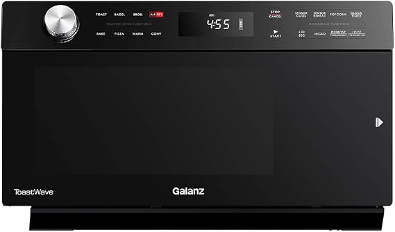 Galanz GTWHG12BKSA10 4-in-1 ToastWave with TotalFry 360, Convection, Microwave, Toaster Oven, Air Fryer, 1000W/1.2 Cu.Ft, LCD Display, Cook, Sensor Reheat, Black