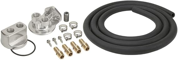 Derale Remote Oil Filter, Single Filter, 3/4-16 in Thread Adapter, 10 ft Hose, 3/4-16 in Thread Housing, Fittings/Hardware, Universal, Kit