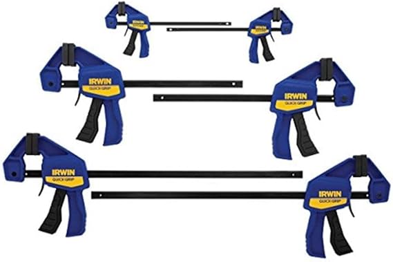 IRWIN QUICK-GRIP Clamps for Woodworking, One-Handed Bar Clamps, 6-Pack (1964749), Multi color