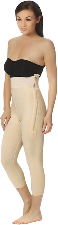 MARENA High-Waisted Stage 1 Compression Girdle with Mid-Calf Length Legs, size XS Beige