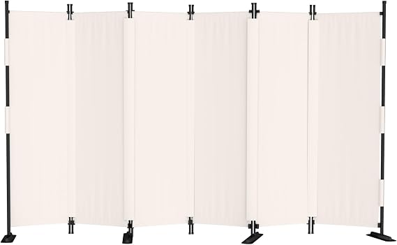 Room Divider, 6 Panel Upgraded Folding Privacy Screen, 132 Highly Secretive Separation with 4 Metal Feet, Partition Screen, Lightweight Freestanding Wall Divider Bedroom (White)