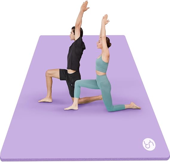 Extra Large Yoga Mat Thick 1 inch 6'x4' Wide Exercise Mats for Home Workout, Yoga, Pilates, Fitness, High-density NBR Foam Workout Mat, with Carrying Yoga Bag - Light Purple