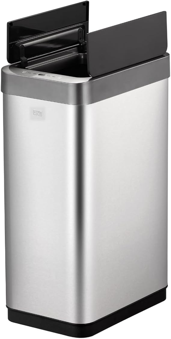 EKO EK9261MT-45L Trash Can, Automatic Open/Close Phantom X Sensor Bin, Silver, 45L with Lid, No Inner Box