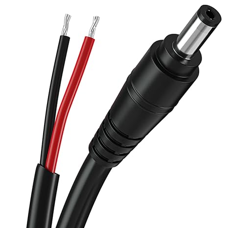 DC Power Pigtail Cable,16AWG DC Barrel Plug Connector 2.1mm x 5.5mm Male Plug to Bare Wire Open End Power Wire Supply Repair Cord for CCTV Security Camera,12V 24V 36V Adapter (Black, 3FT, 16AWG)