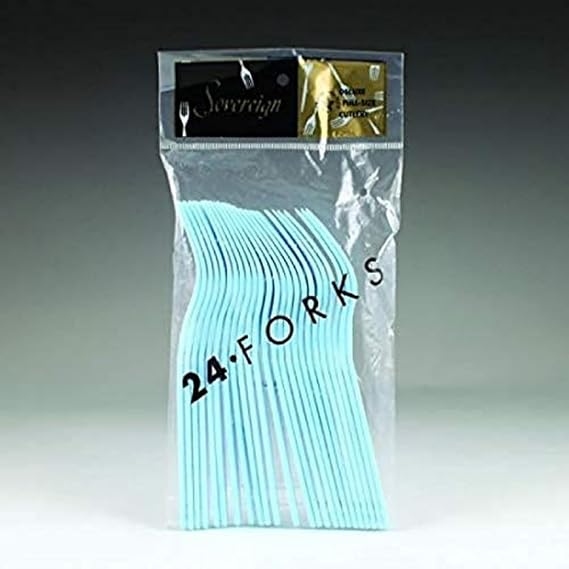 Maryland Plastic Sovereign Forks Bag | Light Blue | Pack of 24