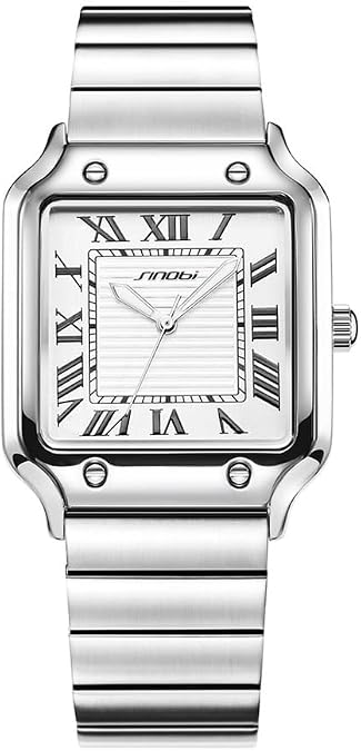 SINOBI Classic Square Watches for Men with Roman Numerals | Casual Watch