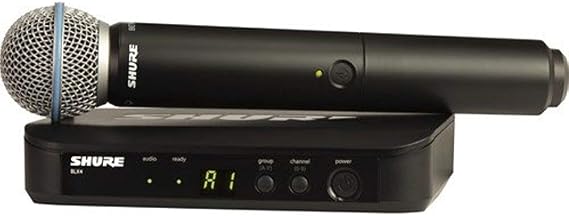 Shure BLX24/B58 UHF Wireless Microphone System - Perfect for Church, Karaoke, Vocals - 14-Hour Battery Life, 300 ft Range | Includes BETA 58A Handheld Vocal Mic, Single Channel Receiver | H8 Band