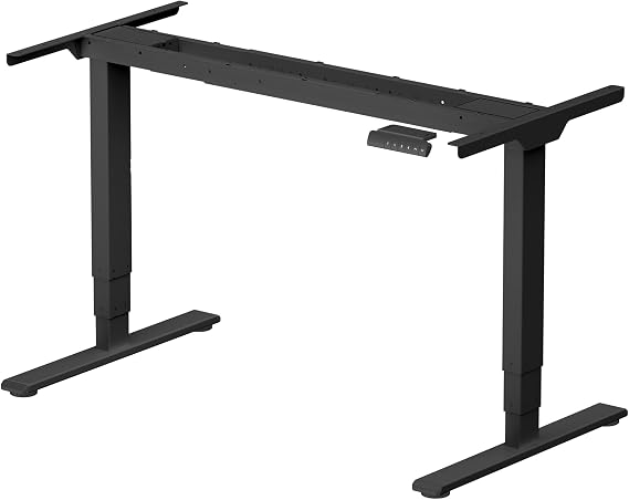 SANODESK Dual Motor 3 Stage Electric Height Adjustable Standing Desk Frame Heavy Duty 220lbs Load Capacity for Home Office (Black Frame Only)