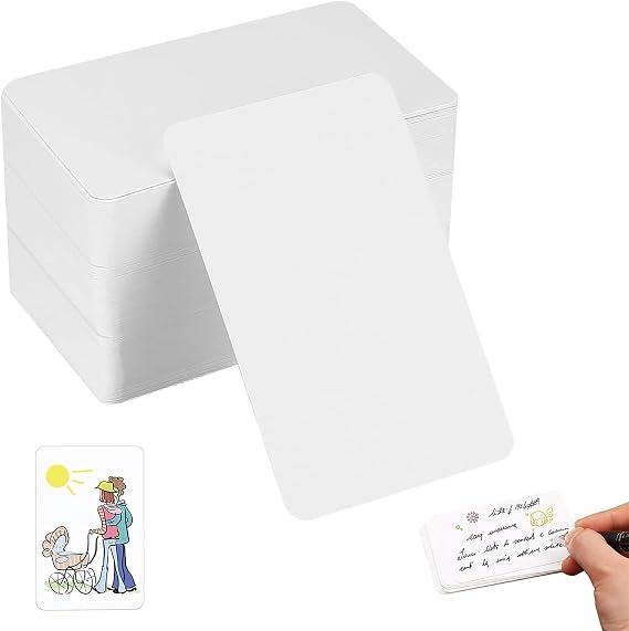 150Pcs Blank Kraft Cards, Blank Business Cards White, 8.9 x 5.2 cm, for Learning, Study, DIY, Memory, Note, Gift Tags