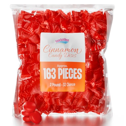 Snackathon Individually Wrapped Bulk Hard Candy Discs 2 Pound, Cinnamon