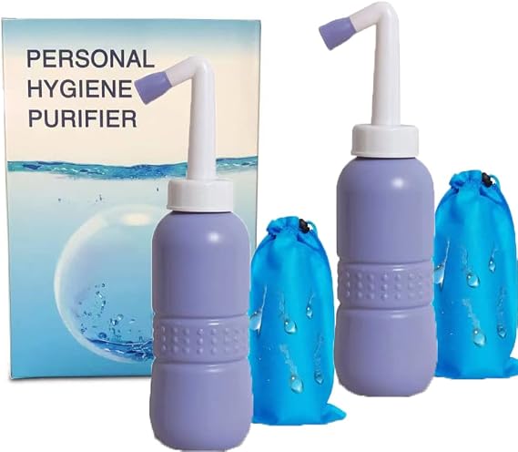 Portable Bidet Sprayer，Travel Bidet Bottle for Personal Hygiene Handheld ，Bidet Spray with No Air Lock Bottom Wiper Bottle(2 Pack) (2)