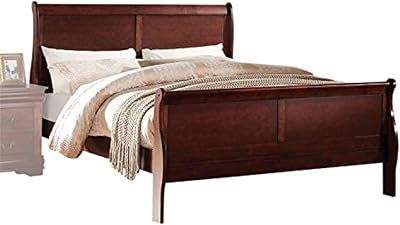 Twin Sleigh Bed - Handcrafted Cherry Finish, Antique Brass Hardware, KD Design, 85 x 41
