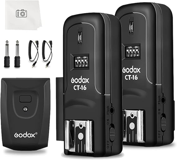 Godox CT-16 Wireless Radio Flash Trigger Receiver Kit,Fit Compatible for Canon Nikon Pentax DSLR Camera Studio 3 in 1 Flash Transmitter and Receiver