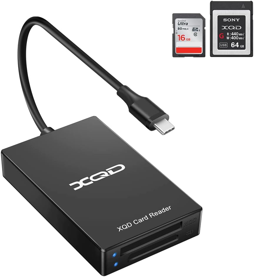 XQD Card Reader, USB C XQD SD Card Reader Sony XQD Reader 2 in 1 Memory Card Reader 5Gpbs Super Speed Compatible with Sony GM Series, Lexar 2933x1400x USB Mark XQD Card, SDSDHC Card for WinsMac