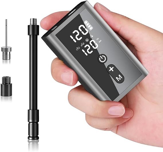 Cybic Mini Bike Pump, Portable Bicycle Air Pump with Presta & Schrader Valve, High Pressure 120 PSI Hand Pump for Road Bike, MTB, Balls & Inflatables