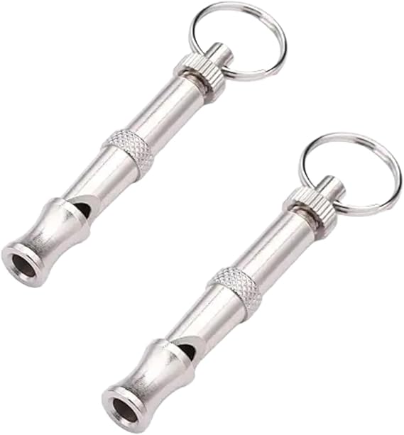 2Pcs Silver Adjustable Ultrasonic Dog Whistle, Portable Dog Training and Behavior Aids, Pet Whistle Supersonic Whistle Dog Whistles for Pet Training, Dog Whistles