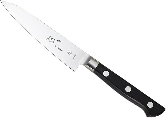 Mercer Culinary MX3 Premium San Mai VG-10 Steel Core Blade Petty Knife, 120mm, 5", Black