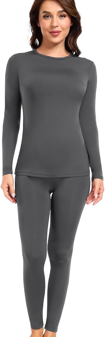 wirarpa Women's Fleece Lined Thermal Underwear Set Long Johns Base Layer Set for Women Winter Top Bottom