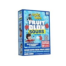 Fruit Blox Sours Blue Raspberry & Cherry Fruit Snacks, 1 Boxes of 22 Pouches, Non-GMO, Made with Real Fruit Juice (Blue Raspberry & Cherry)