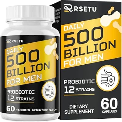 Probiotics for Men, 500 Billion CFUs & 12 Strains Mens Probiotic with Turmeric Cranberry, Goji, Gut Health for Men, for Digestive Health, Gut, Bloating & Gas, Immune, Energy Support, 30-Day Supply