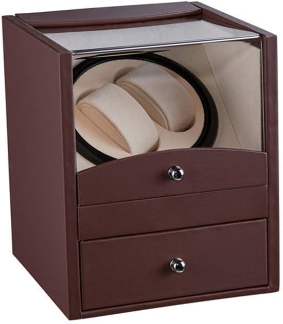 Automatic Watch Winder Box Watch Winder Box 2+2 Automatic Mechanical Watch Winder Double Watch Winding Box Shaker Quiet Silence Motor Watches Storage Winding (Brown)