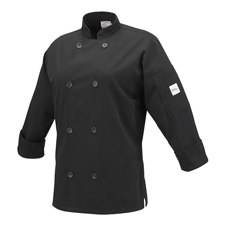 Mercer Culinary M60020BKXXS Millennia Women's Cook Jacket with Traditional Button, XX-Small, Black